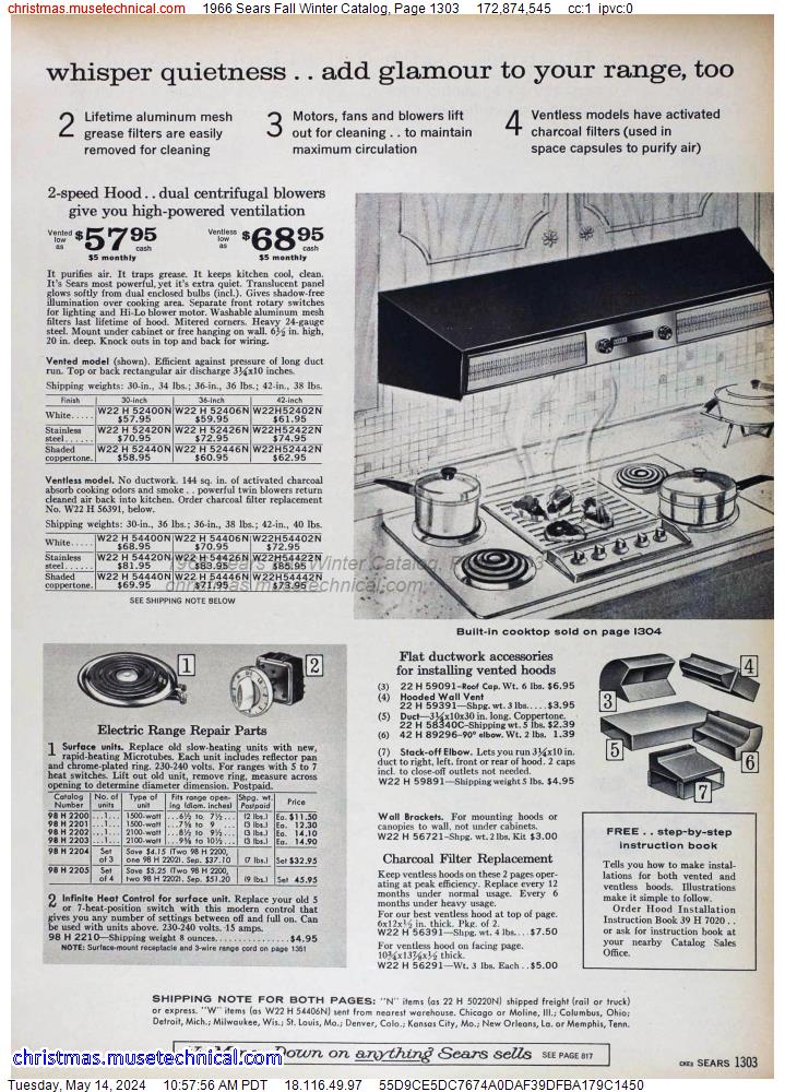 1966 Sears Fall Winter Catalog, Page 1303