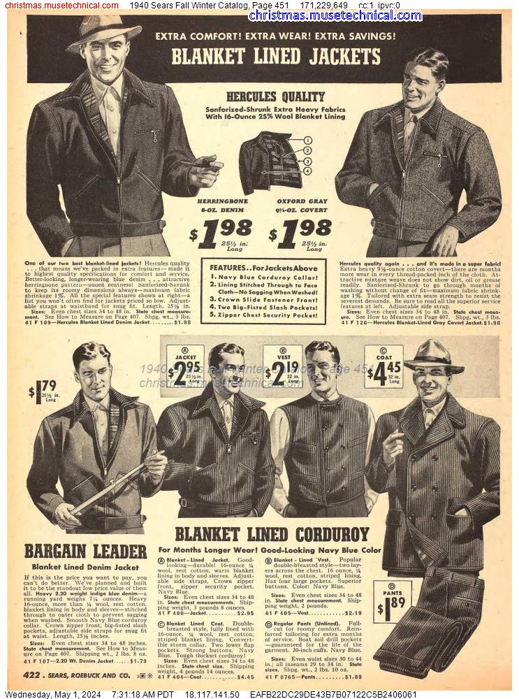 1940 Sears Fall Winter Catalog, Page 451