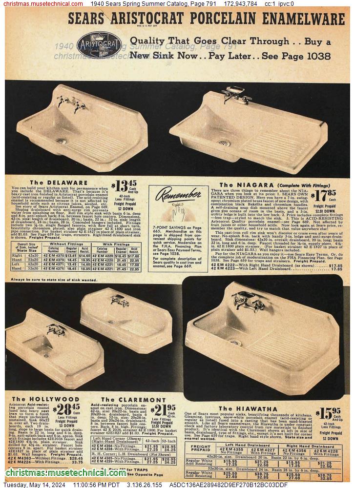 1940 Sears Spring Summer Catalog, Page 791