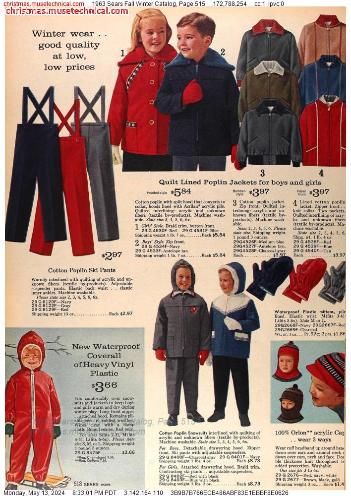 1963 Sears Fall Winter Catalog, Page 515
