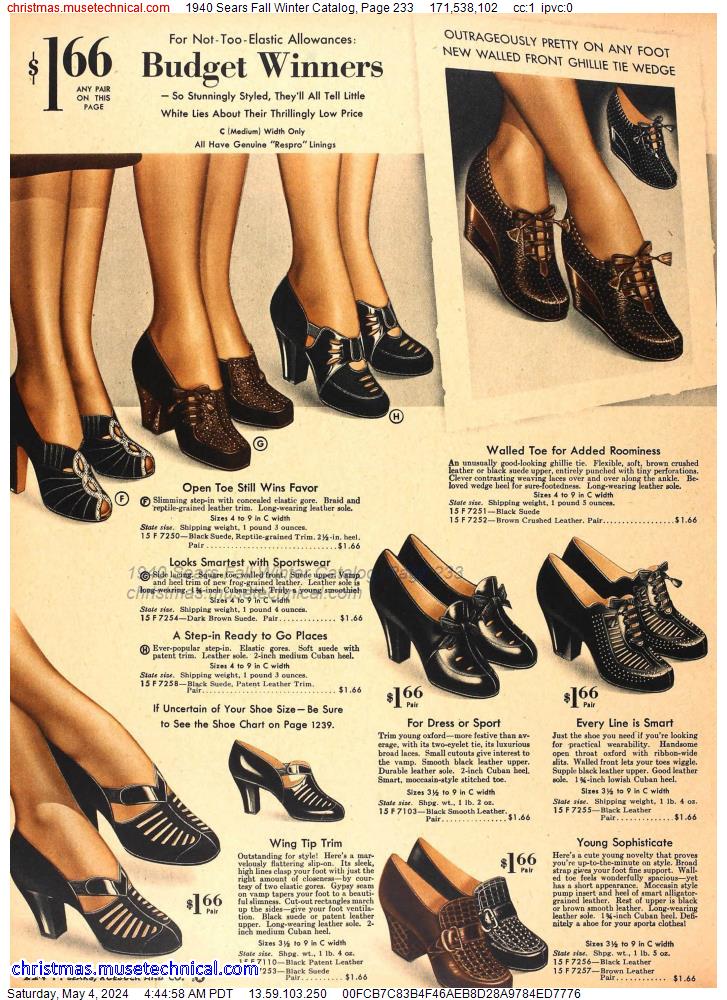 1940 Sears Fall Winter Catalog, Page 233