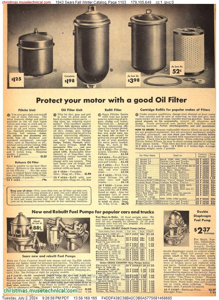 1943 Sears Fall Winter Catalog, Page 1103