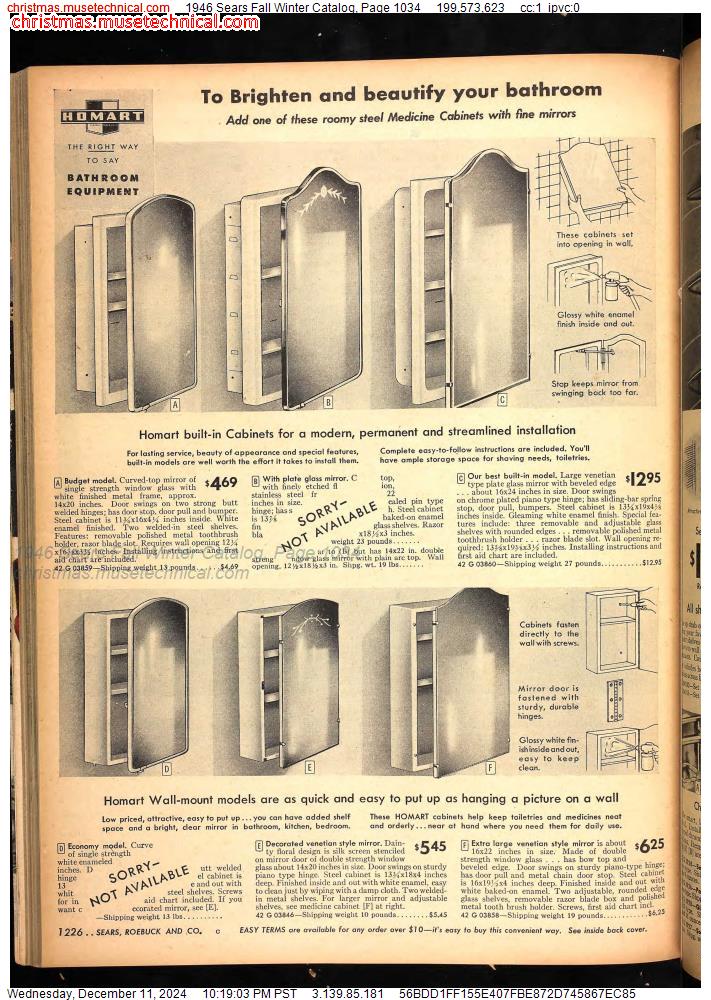 1946 Sears Fall Winter Catalog, Page 1034