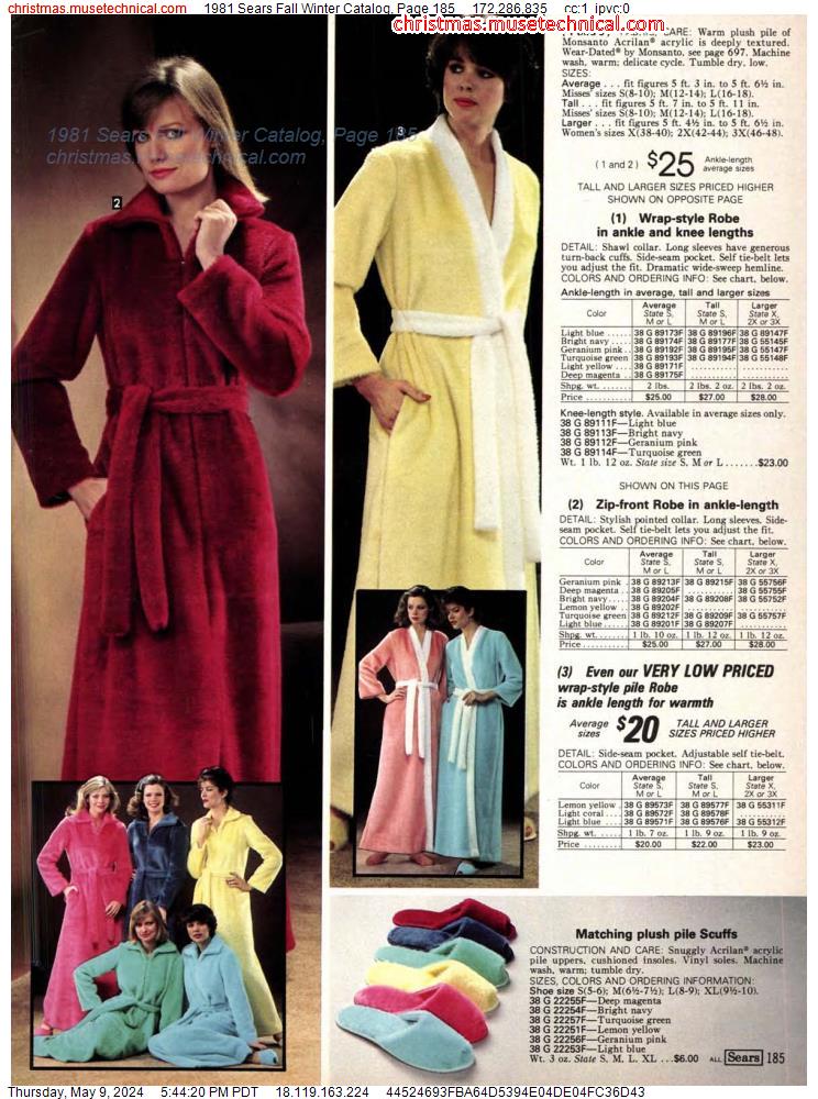 1981 Sears Fall Winter Catalog, Page 185