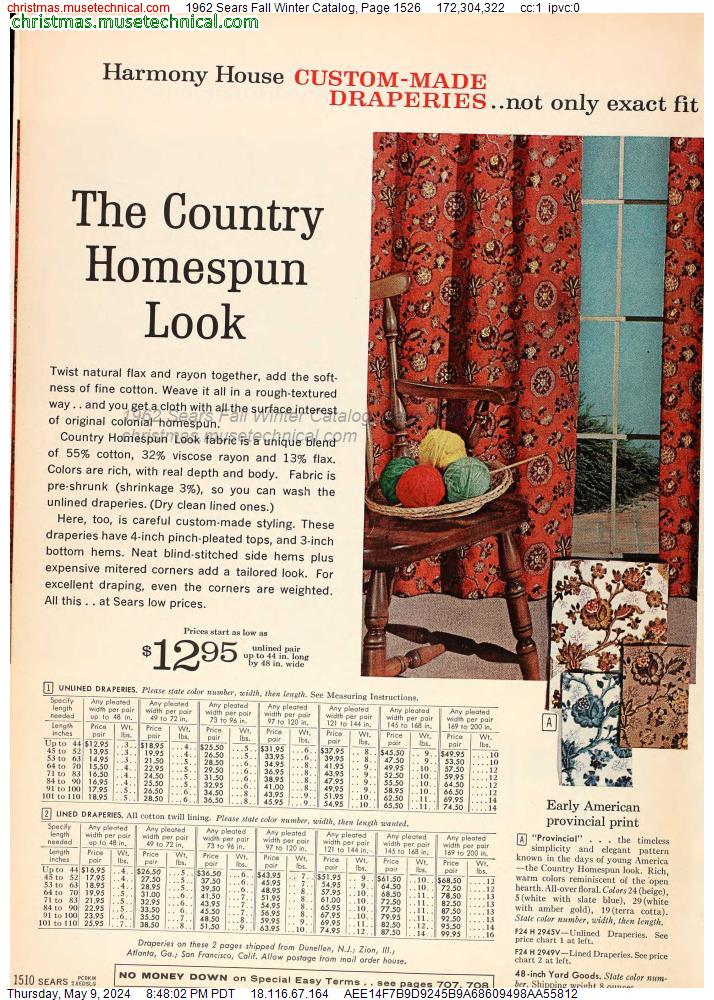 1962 Sears Fall Winter Catalog, Page 1526