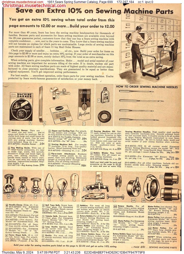 1951 Sears Spring Summer Catalog, Page 699
