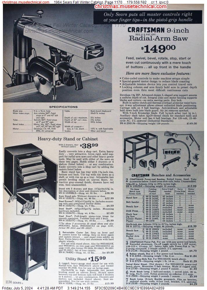 1964 Sears Fall Winter Catalog, Page 1170