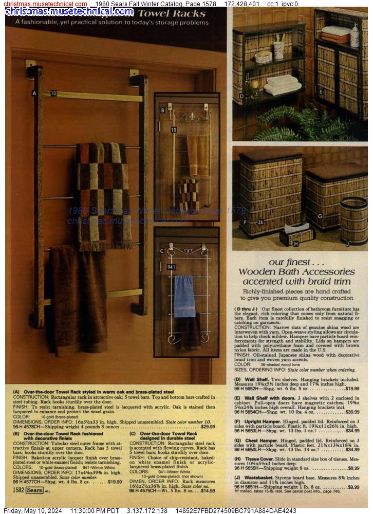 1980 Sears Fall Winter Catalog, Page 1578