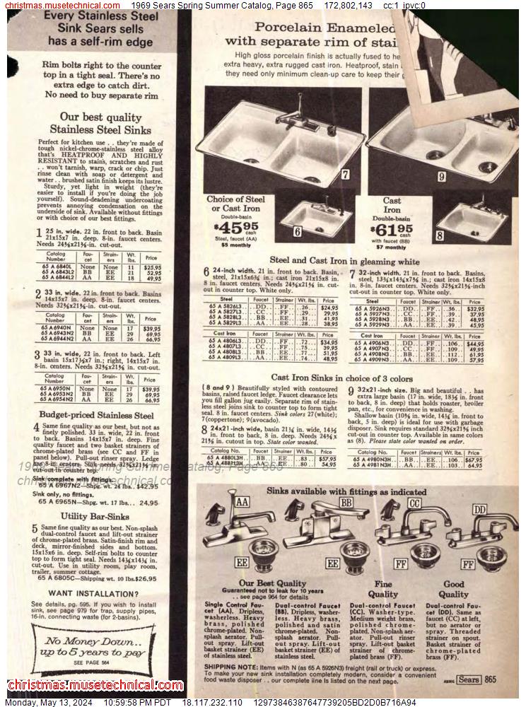 1969 Sears Spring Summer Catalog, Page 865