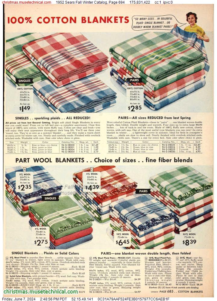 1952 Sears Fall Winter Catalog, Page 694