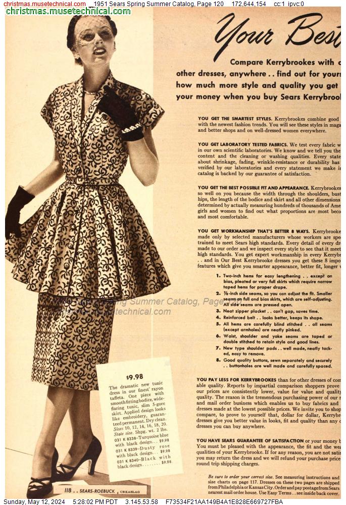 1951 Sears Spring Summer Catalog, Page 120