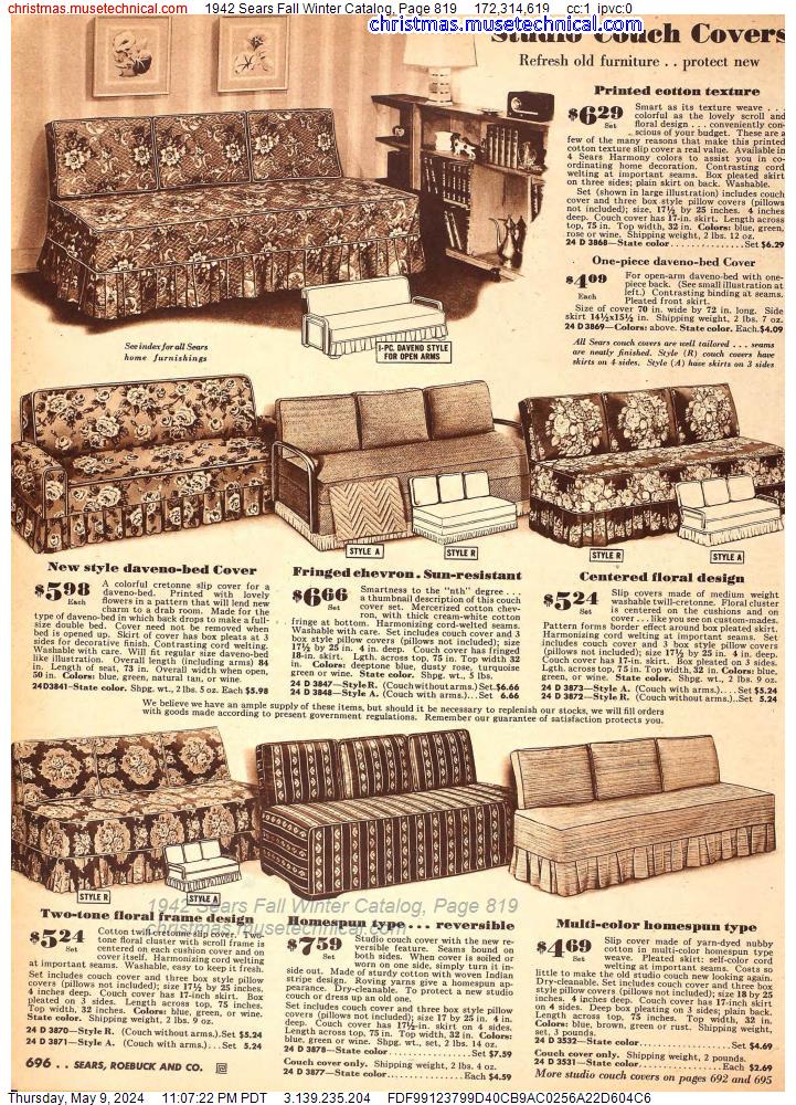 1942 Sears Fall Winter Catalog, Page 819