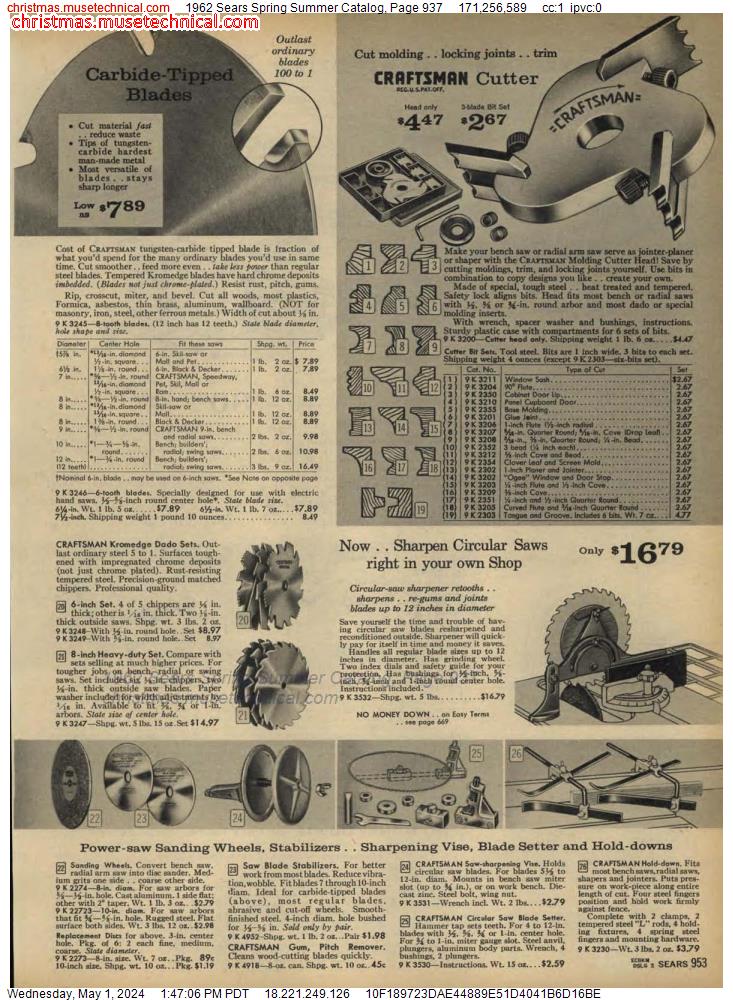 1962 Sears Spring Summer Catalog, Page 937