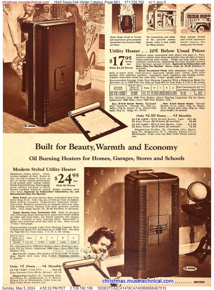 1940 Sears Fall Winter Catalog, Page 961