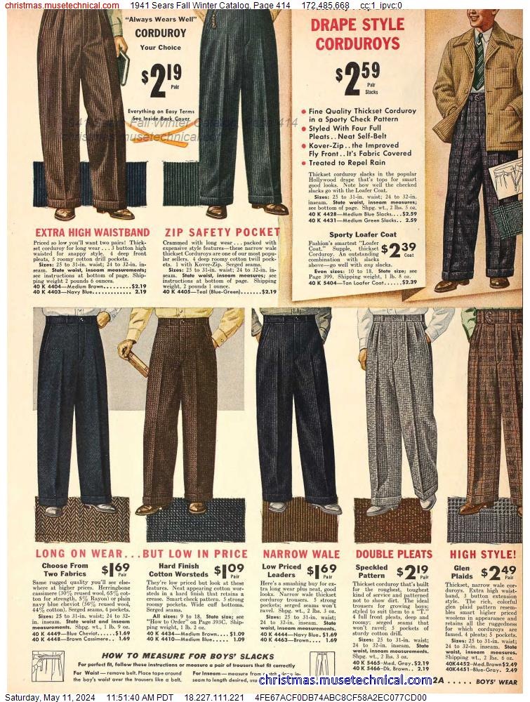 1941 Sears Fall Winter Catalog, Page 414