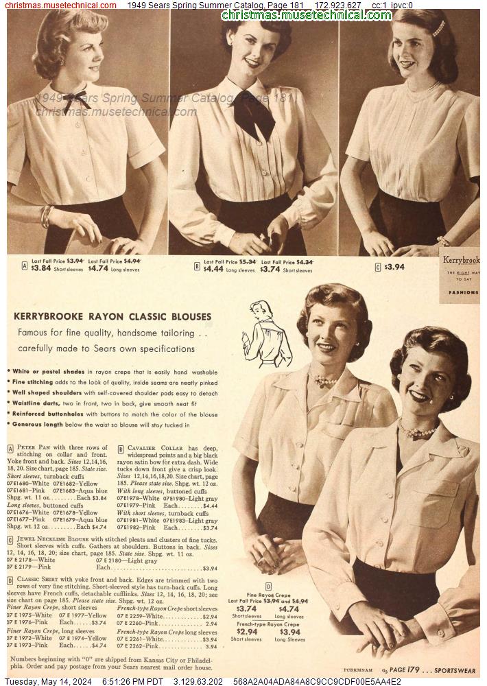 1949 Sears Spring Summer Catalog, Page 181