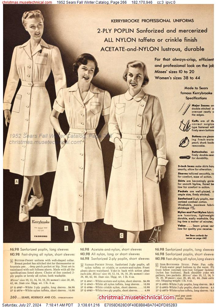 1952 Sears Fall Winter Catalog, Page 266