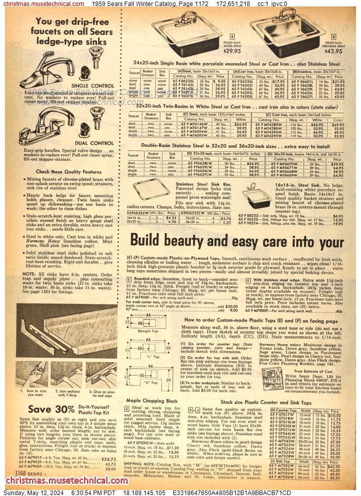 1959 Sears Fall Winter Catalog, Page 1172