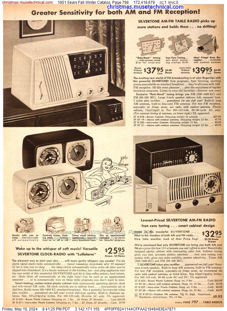 1951 Sears Fall Winter Catalog, Page 798