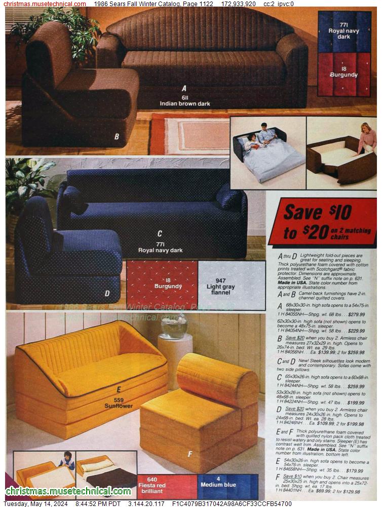 1986 Sears Fall Winter Catalog, Page 1122