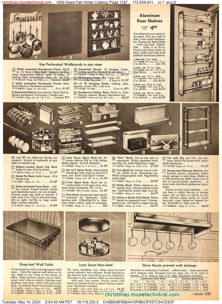 1959 Sears Fall Winter Catalog, Page 1187