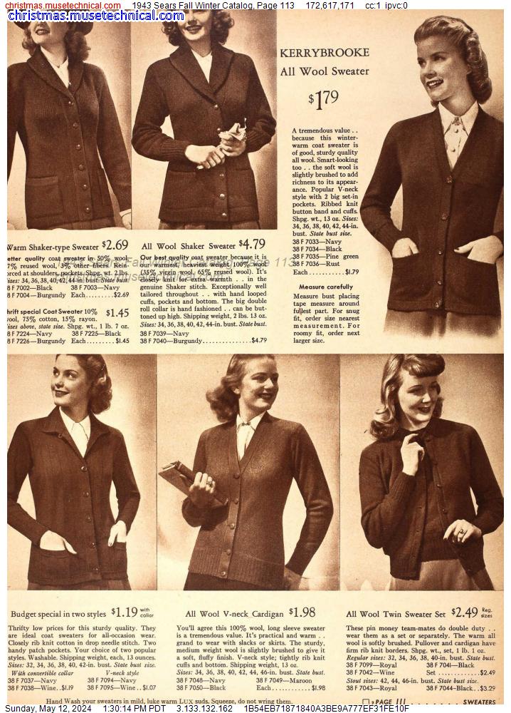 1943 Sears Fall Winter Catalog, Page 113
