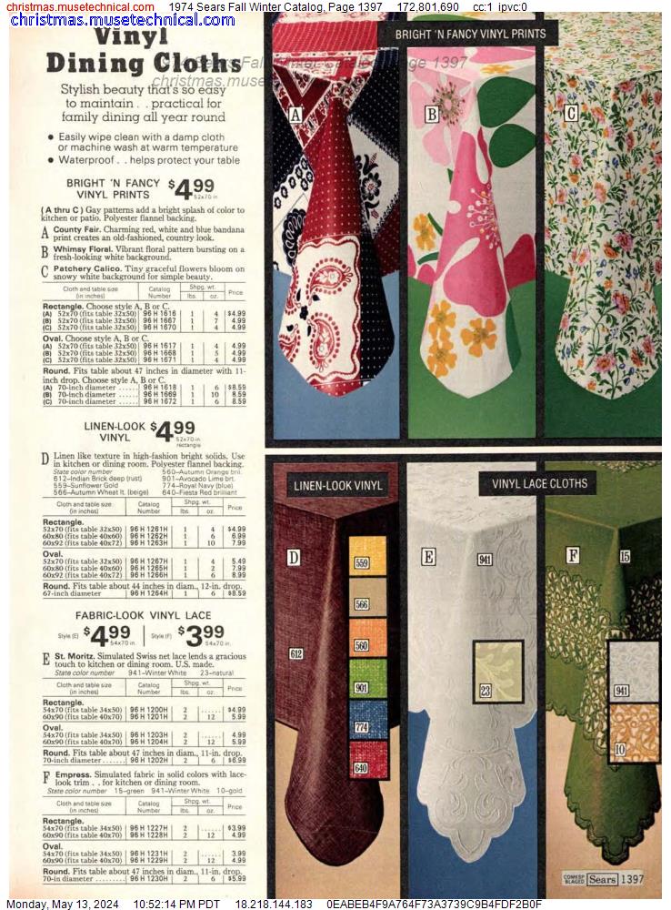 1974 Sears Fall Winter Catalog, Page 1397