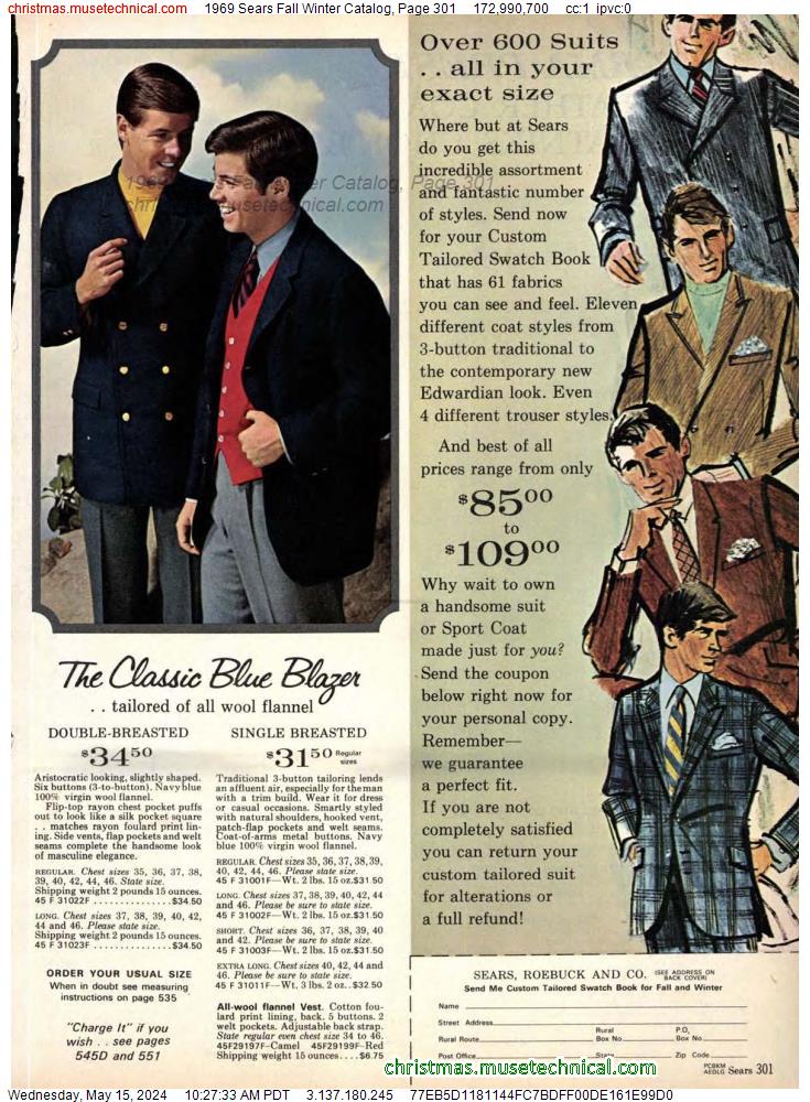 1969 Sears Fall Winter Catalog, Page 301