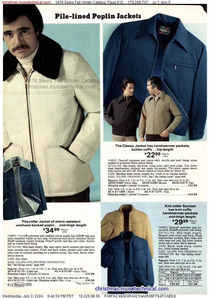 1976 Sears Fall Winter Catalog, Page 612