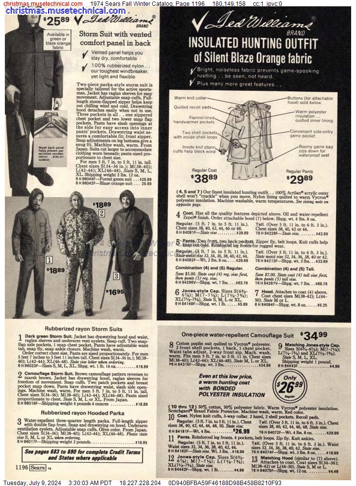 1974 Sears Fall Winter Catalog, Page 1196