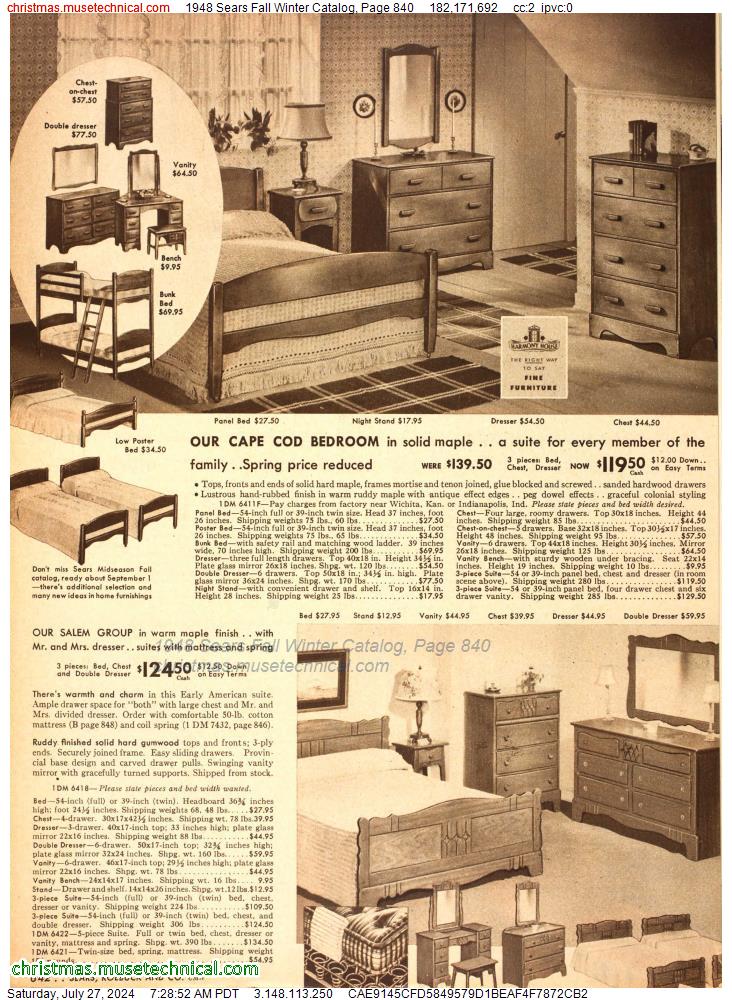 1948 Sears Fall Winter Catalog, Page 840