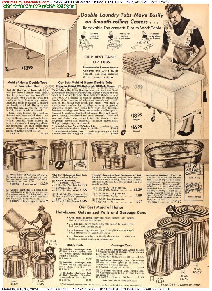 1955 Sears Fall Winter Catalog, Page 1069