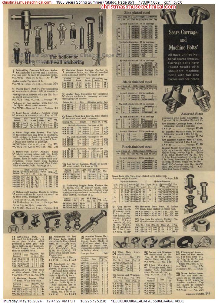 1965 Sears Spring Summer Catalog, Page 851