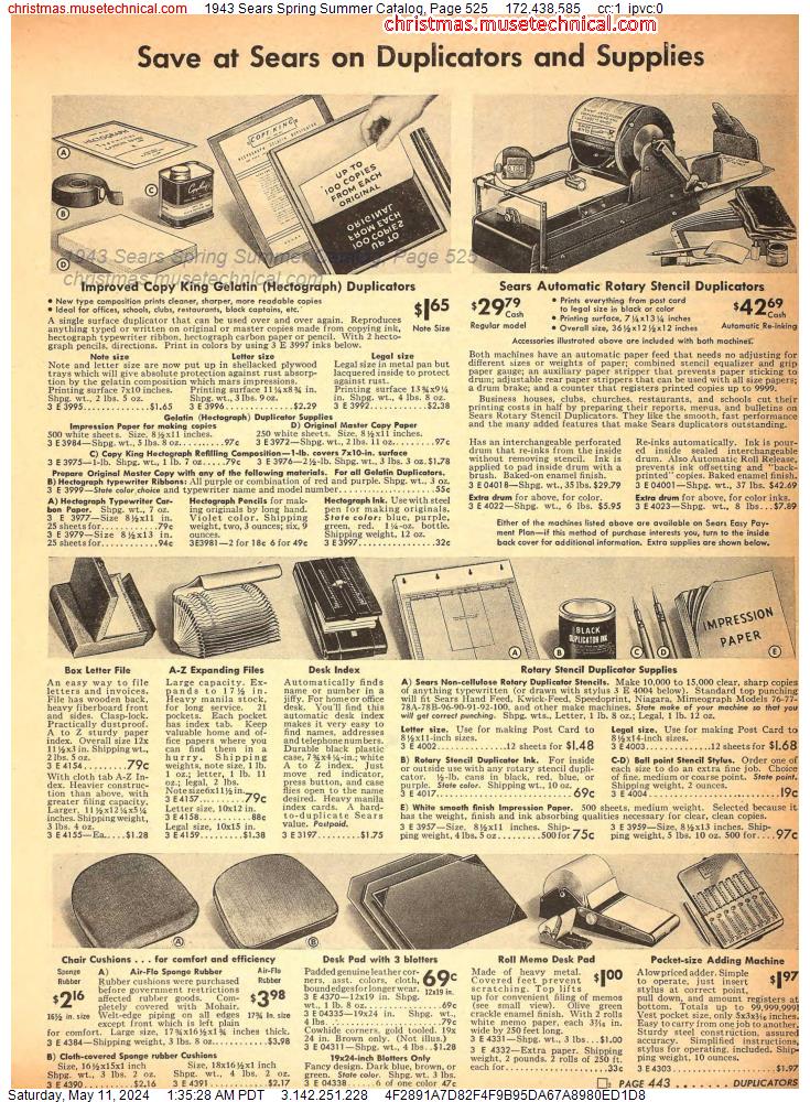 1943 Sears Spring Summer Catalog, Page 525