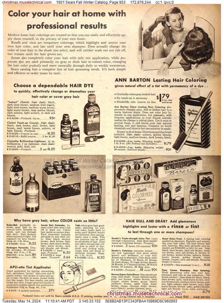1951 Sears Fall Winter Catalog, Page 953