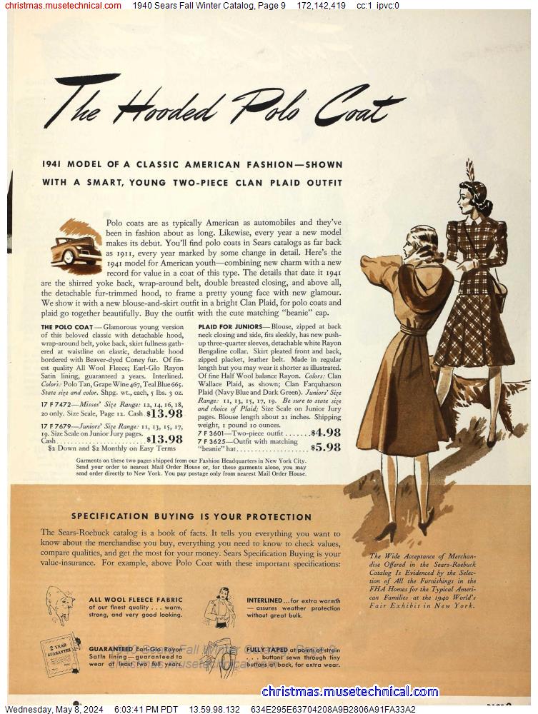 1940 Sears Fall Winter Catalog, Page 9