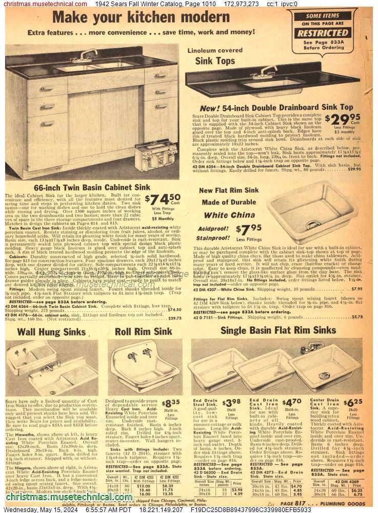 1942 Sears Fall Winter Catalog, Page 1010