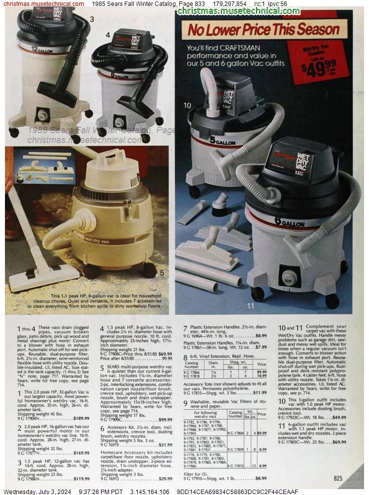 1985 Sears Fall Winter Catalog, Page 833