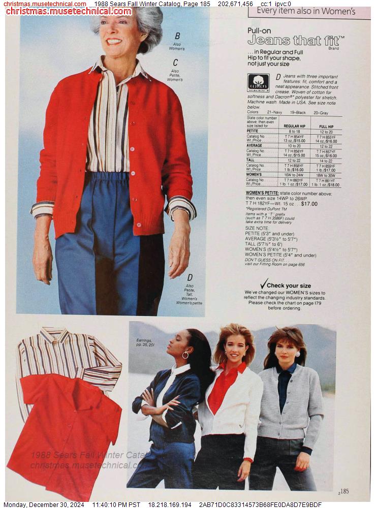 1988 Sears Fall Winter Catalog, Page 185