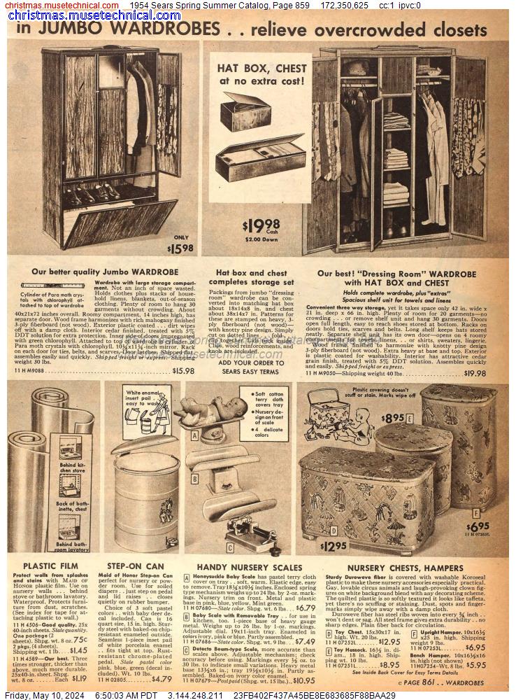 1954 Sears Spring Summer Catalog, Page 859