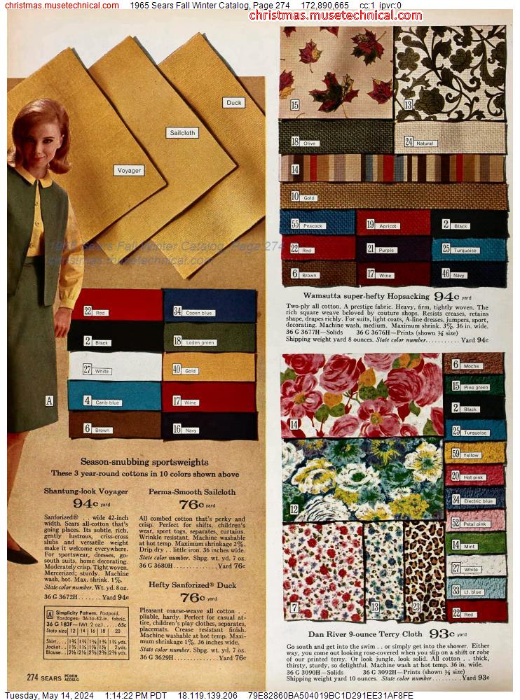 1965 Sears Fall Winter Catalog, Page 274