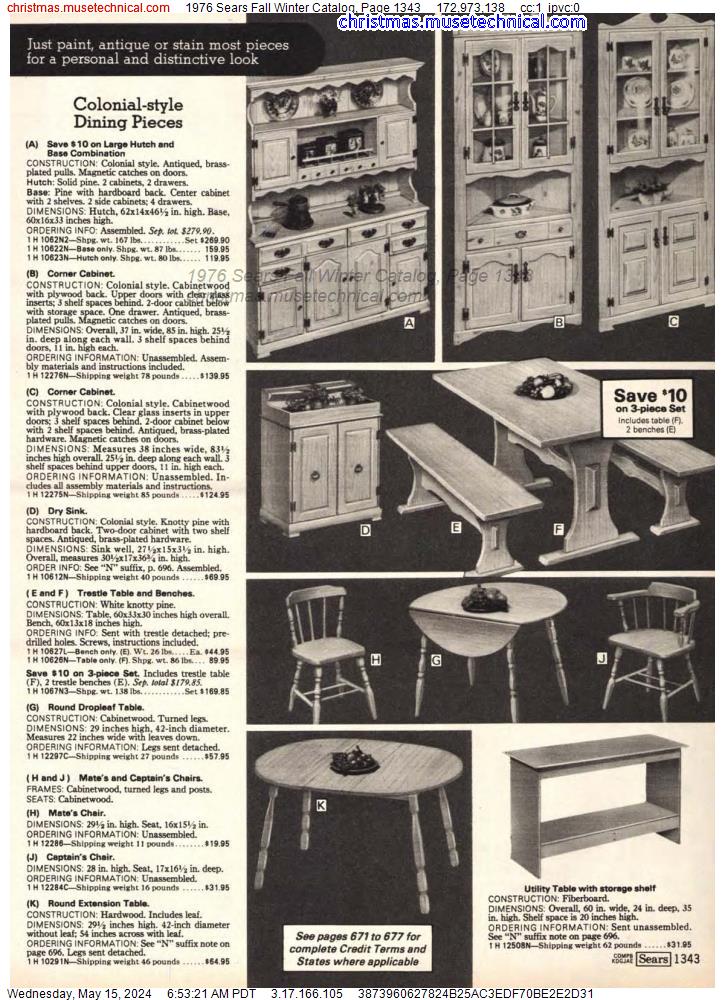 1976 Sears Fall Winter Catalog, Page 1343