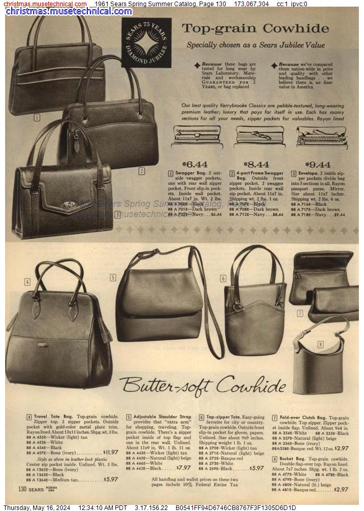 1961 Sears Spring Summer Catalog, Page 130