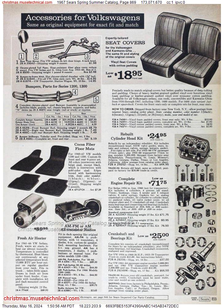 1967 Sears Spring Summer Catalog, Page 869