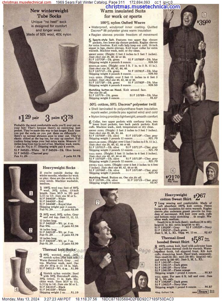 1969 Sears Fall Winter Catalog, Page 311