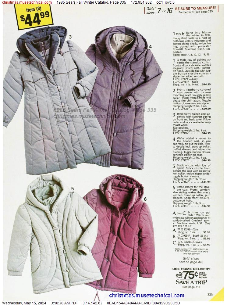 1985 Sears Fall Winter Catalog, Page 335