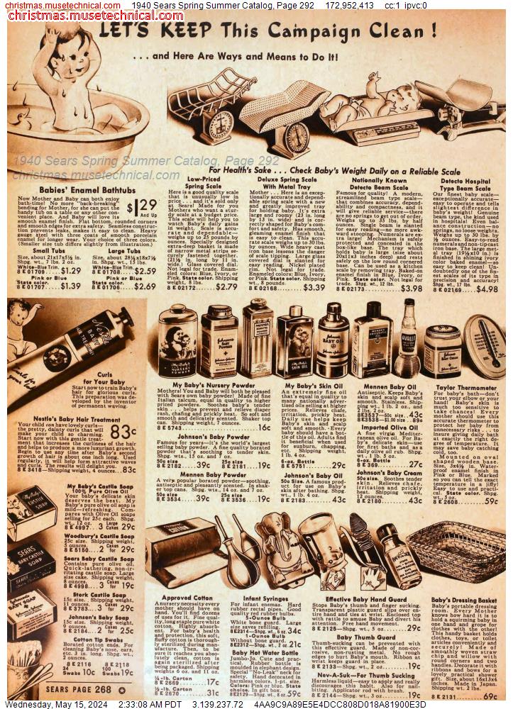 1940 Sears Spring Summer Catalog, Page 292