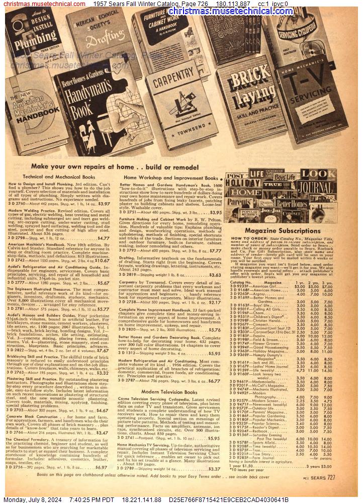 1957 Sears Fall Winter Catalog, Page 726