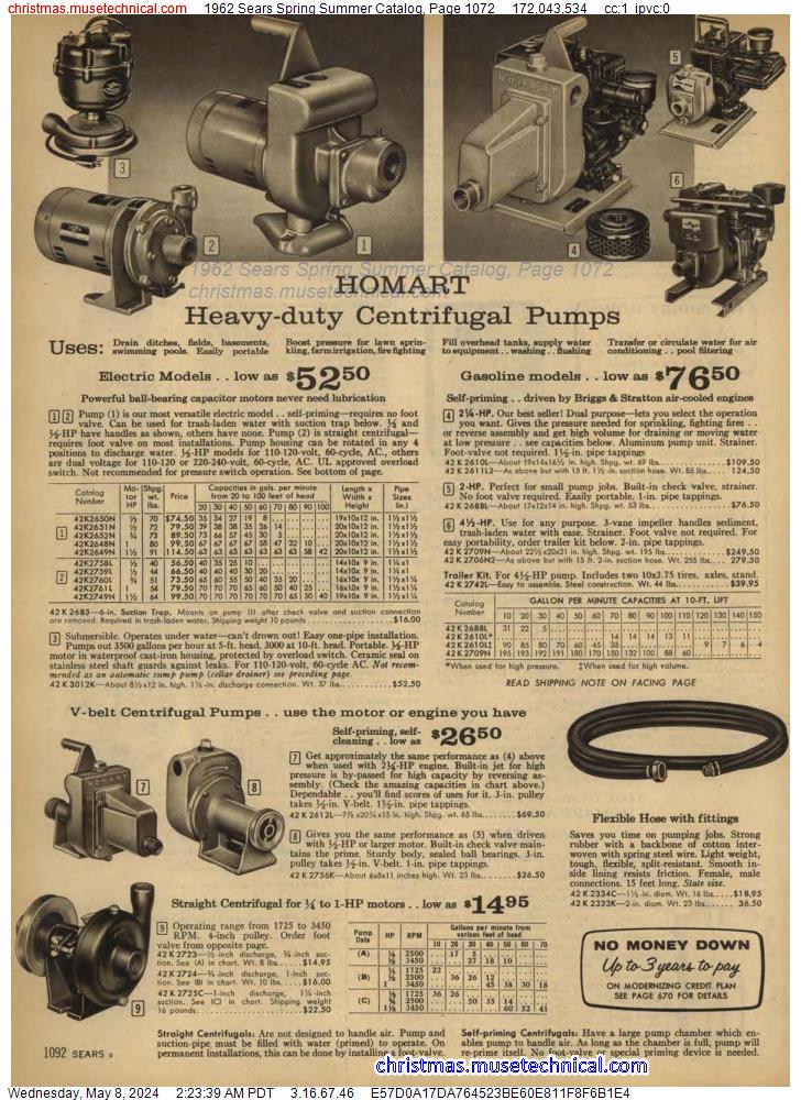 1962 Sears Spring Summer Catalog, Page 1072