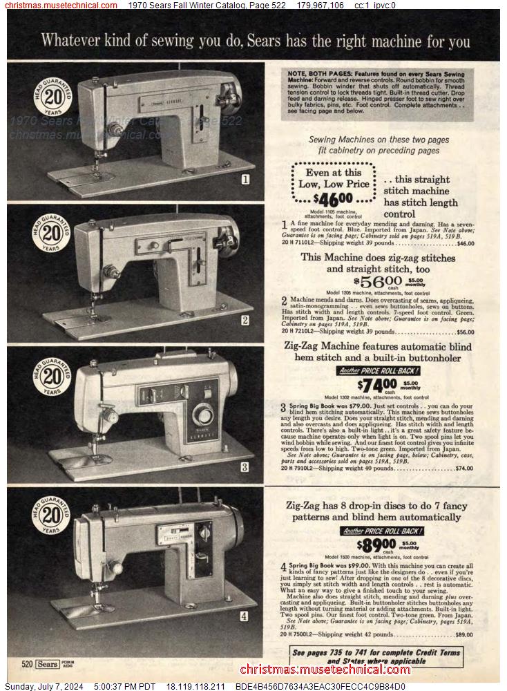 1970 Sears Fall Winter Catalog, Page 522